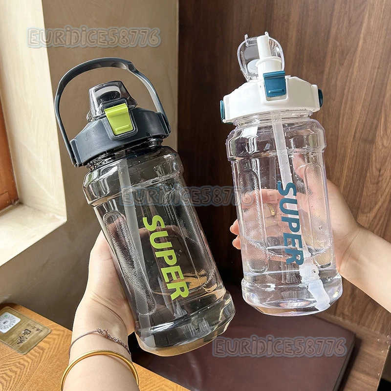 Large Capacity Water Bottle Sports Water Bottle Outdoor Straw Cup Summer Straw Outdoor Water Fitness Cup H250911