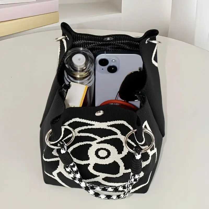 Portable Handbag Large Capaci Knitted Tote Bag for Work Commuting Outings Miscellaneous Items Korean Japanese Sle Handbag Z250911