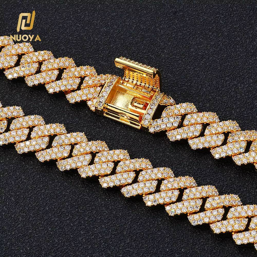 NUOYA 18K Gold Plated Iced Out Cuban Chain Necklace for Women Hip Hop Jewelry Shiny Zircon Diamond Cuban Chains