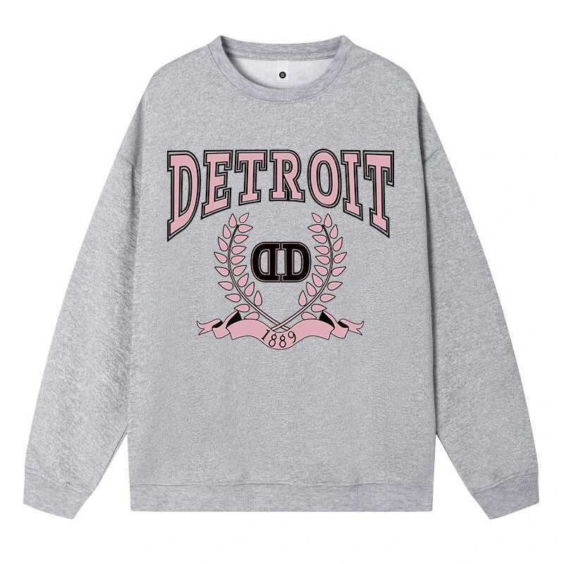 Casual Plus Size Womens Sweatshirt 1889 Detroit City Simple Pattern Print Hoody Loose Crewneck Pullovers Warm Soft Female Tops L250911