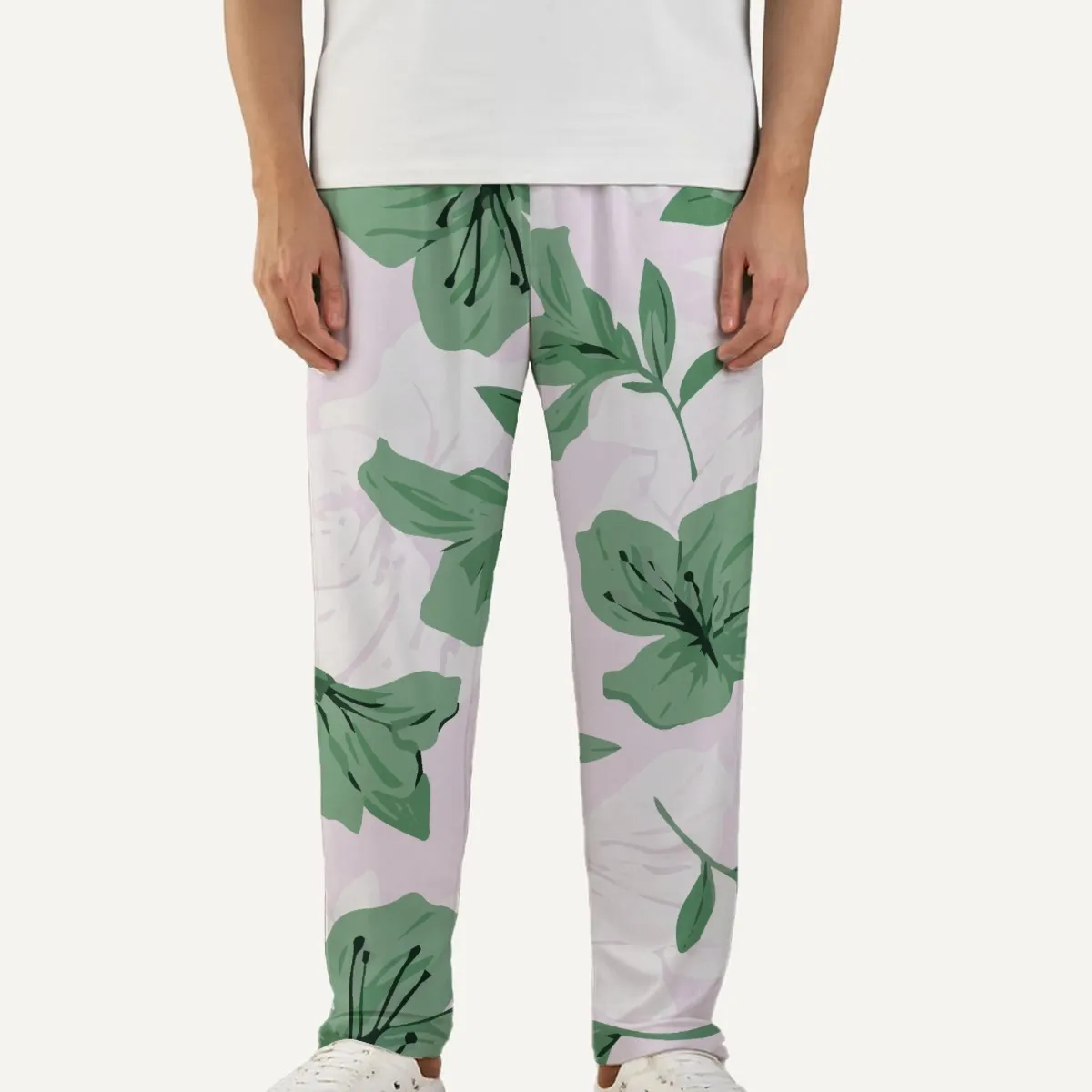 DHgatepod Men's All-Over Print Sleep Pants - Soft Milk Silk Fleece, Breathable Lounge Pants with Elastic Waistband for Home Comfort