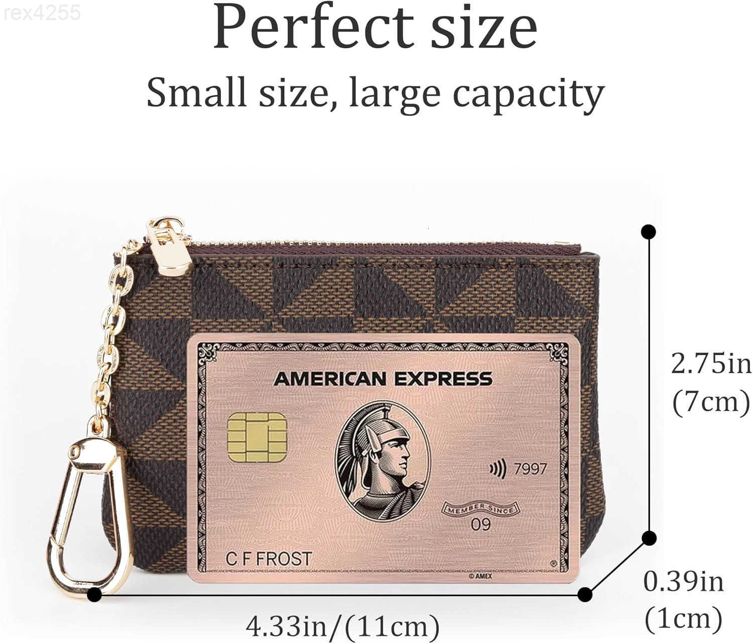 Coin Purse Change Mini Purse Wallet With Key Chain Ring Zipper for Men Women Fashionable Bag Key Chain Pendant Leather Classic Clutch PurseBrownW25091