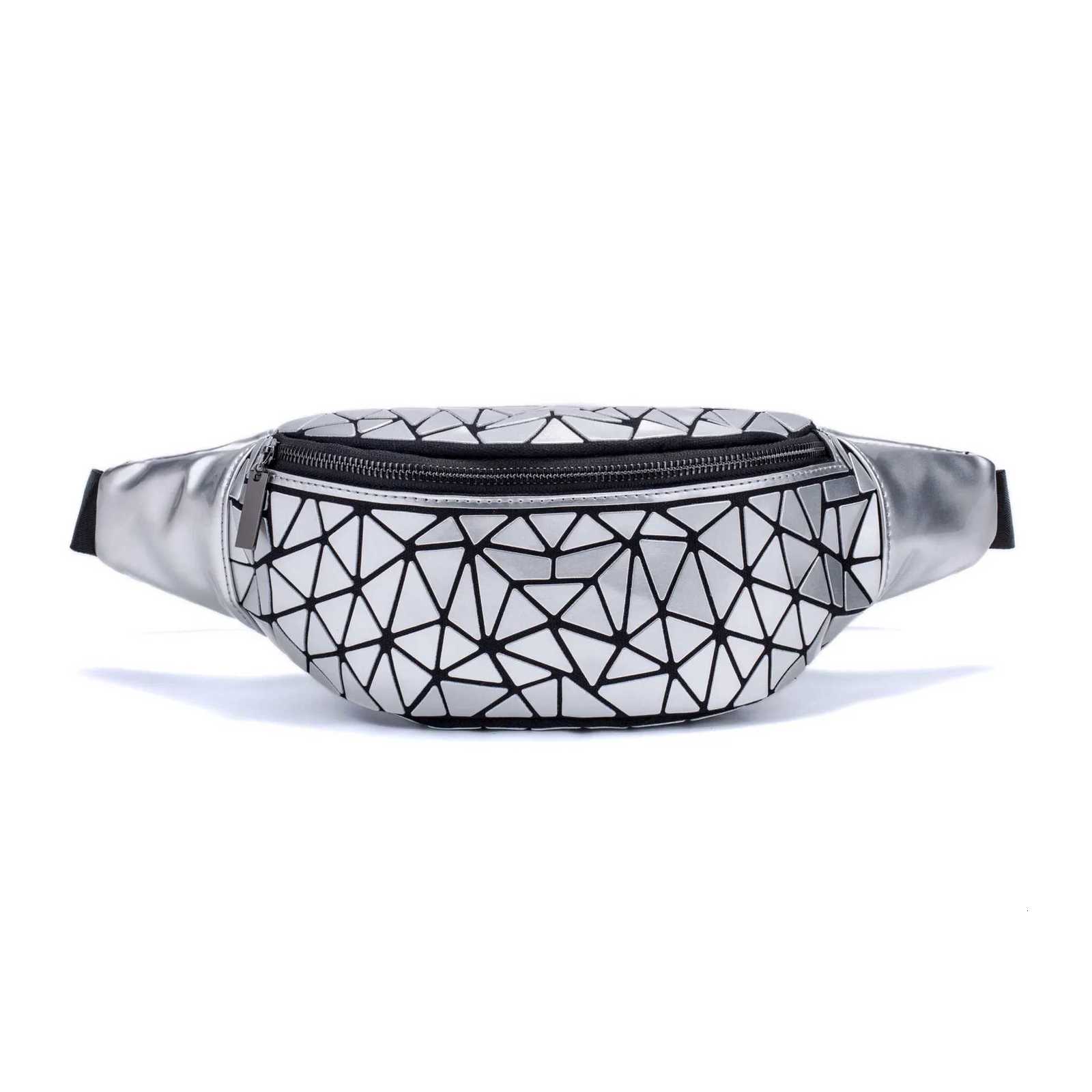 Women Fashion Waist Bag Fanny Pack Geometric Luminous Belt Bag Holographic Travel Men Chest Bags Handbag Waist Pack Z250911
