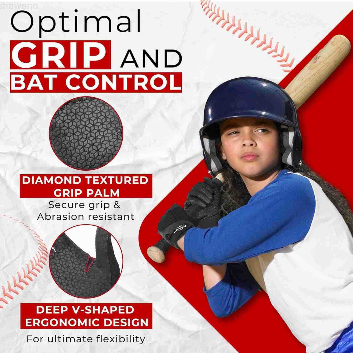Baseball Batting Gloves for Adult Youth Grip Breathable Softball Batting Gloves Fit Men Kids Boys GirlsW250911