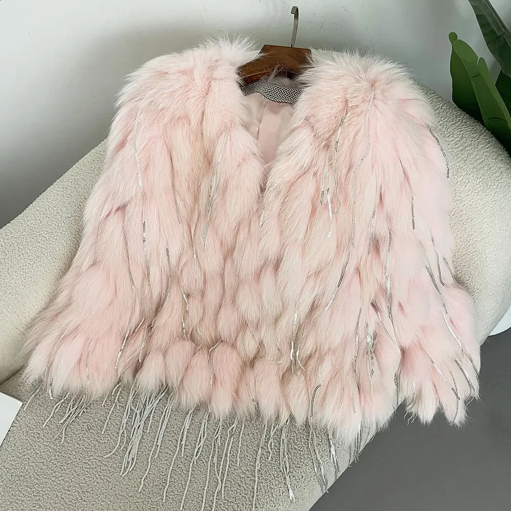 OFTBUY s Real Fox Fur Jackets Tassels Fashion Winter Warm Women Coats Natural Coat Thick 250911