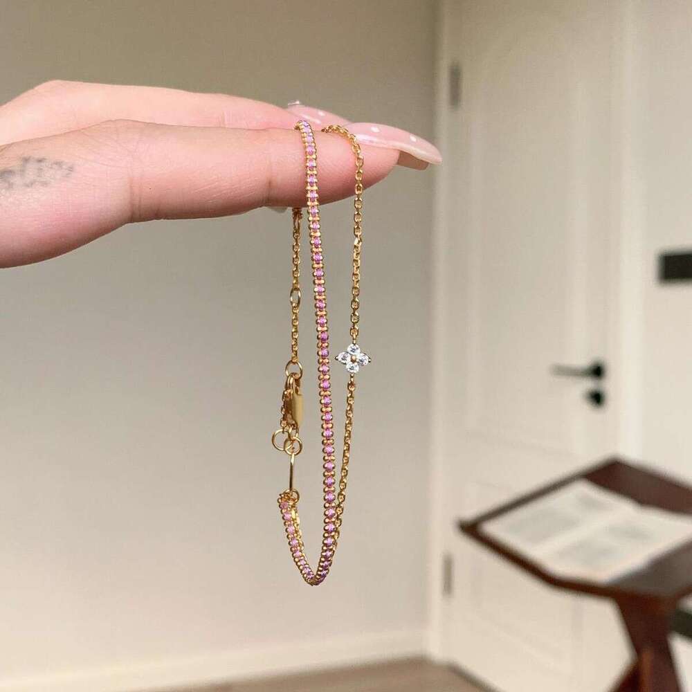 French Minimalist Double Layer Four-Leaf Flower Woven Bracelet for Women Vintage Simple Versatile Hand Rope Niche Design Jewelry