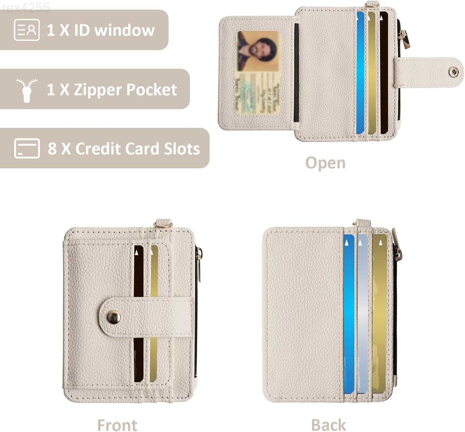 Keychain Wallet for Women Wristlet Keychain Slim RFID Credit Card Holder Wristlet Purse with Tassel Bangle Key Ring WhiteW250911