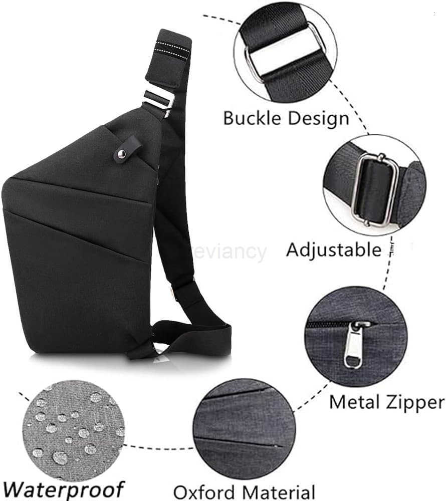 Sling Bag Anti Theft Crossbody Bag Men and Women Small Sling Backpack Shoulder Bag for Travel Hiking Sport DaypackBLACK RightW250911