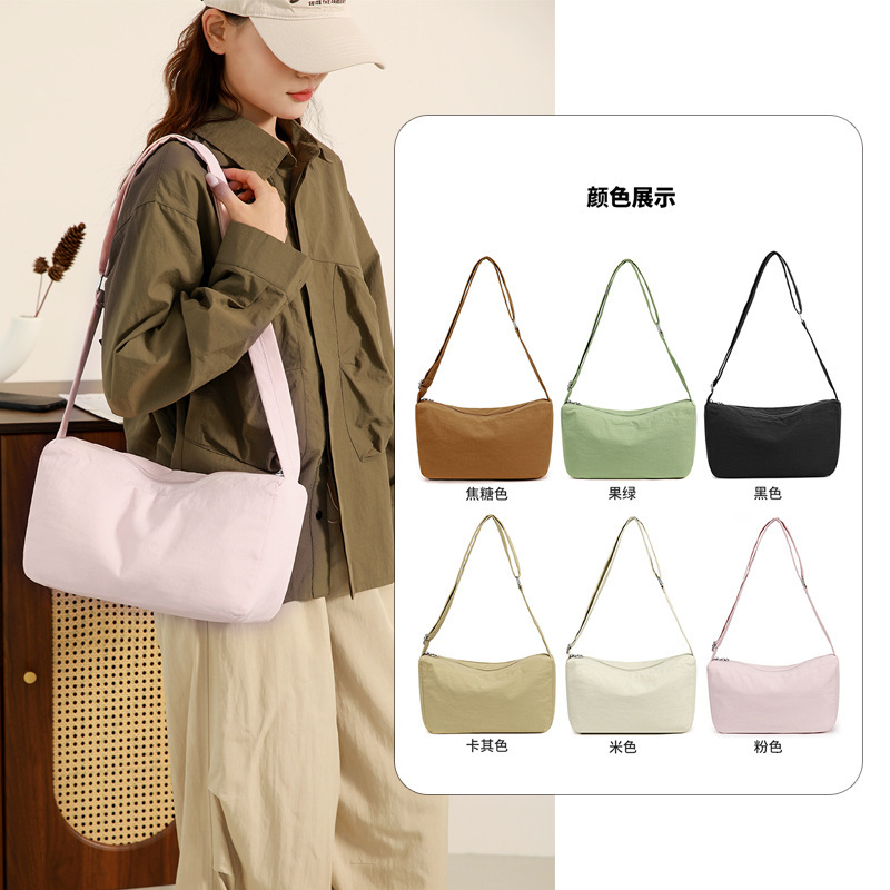 Luxury Bag Foreign Trade New Simple Crossbody Bag For Women Solid Color Casual Versatile Shoulder Bag Designer Free Shipping Bag Nylon Portable Niche 