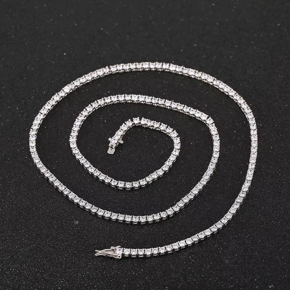 Wholesale VVS Moissanite Tennis Chain Iced Out Women Fine Jewelry Tennis Necklace