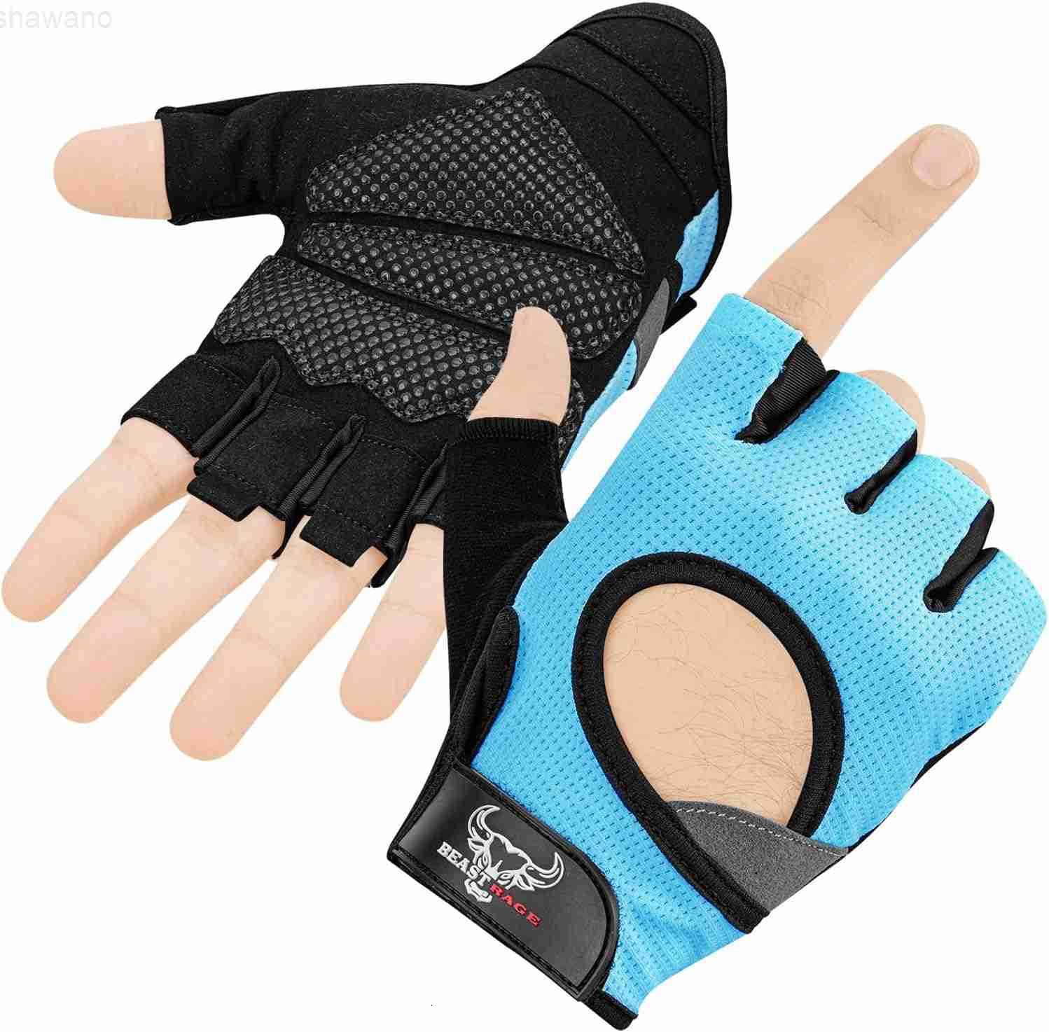 RAGE Fingerless Weight Lifting Gloves with Palm Protection Padding Breathable Lightweight Gym Gloves for Men Women Weightlifting Cycling Exercise Trai