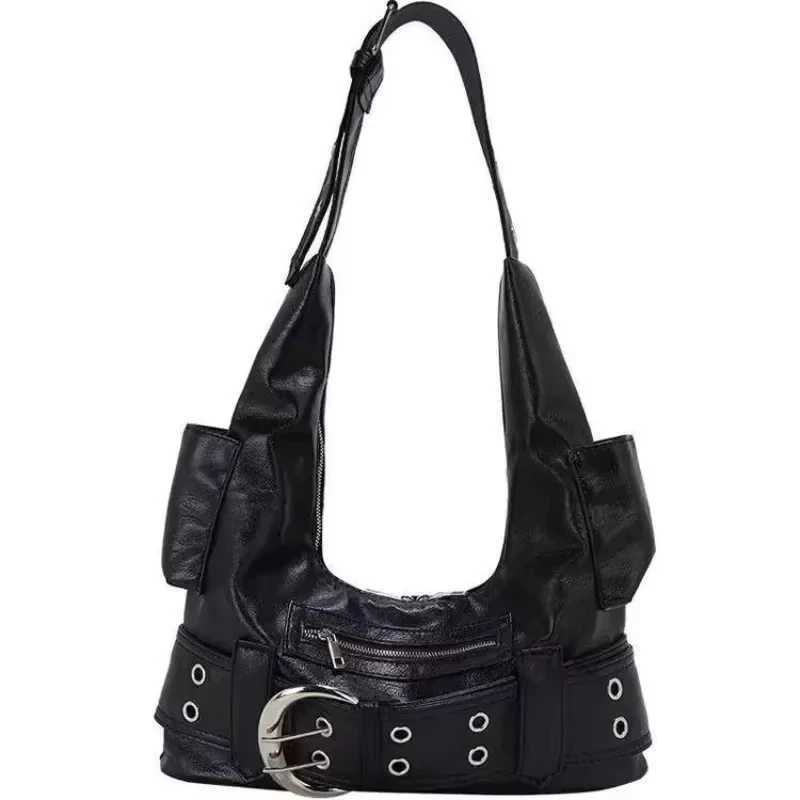 Belt buckle Women Luxury Designer Handbag And Purses PU Rivet Multiple Pockets Y2K Large Capacity Shoulder bags big totes W250911
