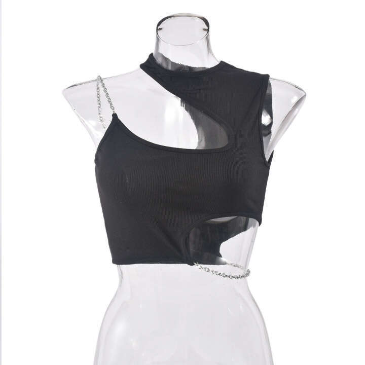 2025 Summer Women's T-Shirt Small Tank Metal Chain Designer Shoe Crop Top for Women