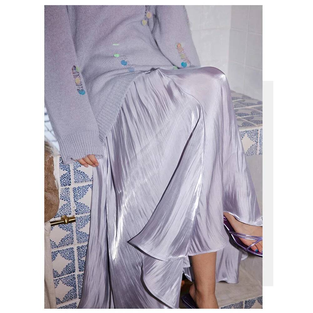 Hirsionsan Satin High Waist Skirts Women 2024 New Soft Smooth Silk Office Lady Basic Midi Chic Elegant Glossy Long Skirt dongdumaoyi