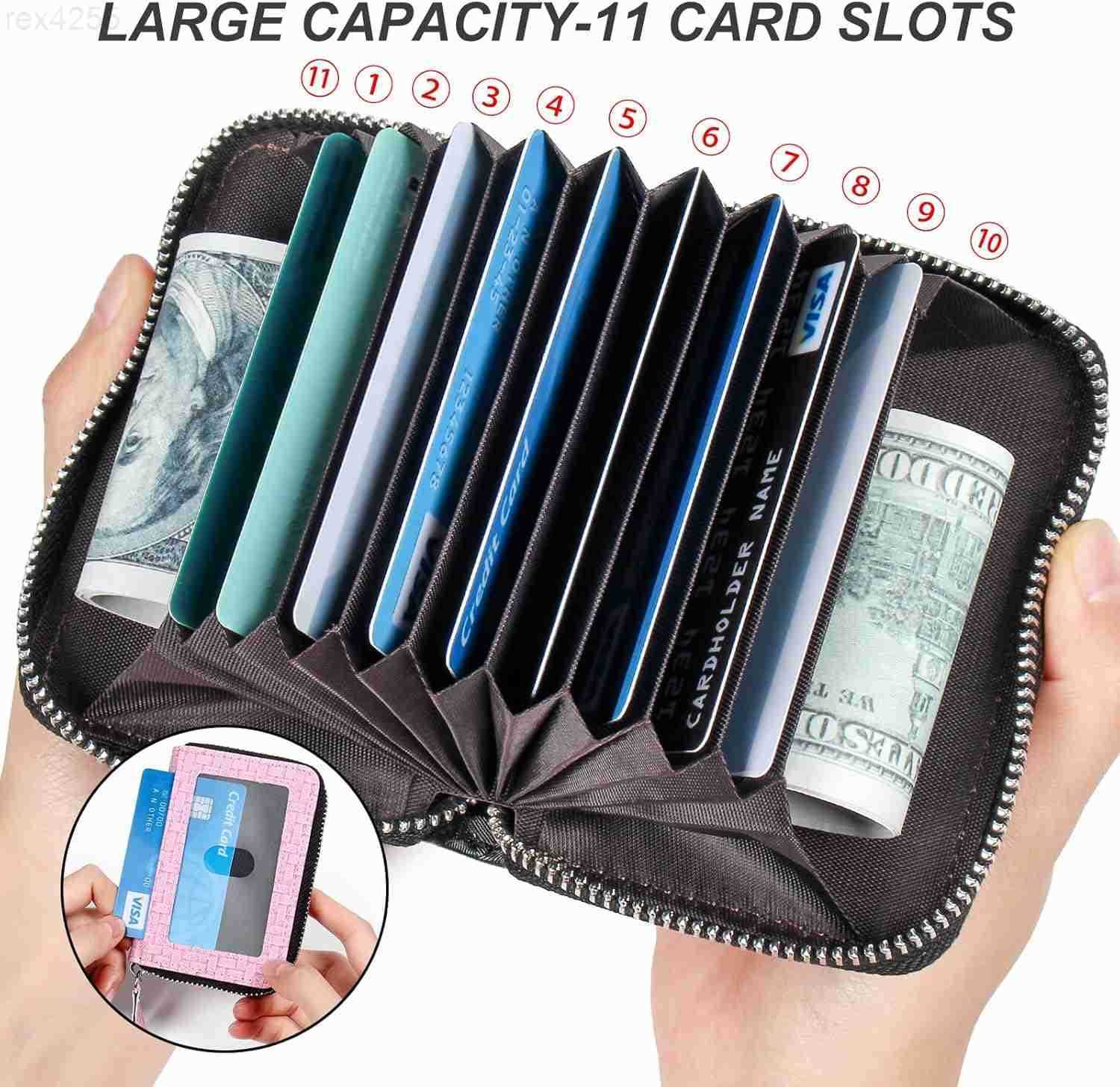 Credit Card Holder RFID Card Case Wallet Small Accordion Zipper Card Case Holder Card Organizer Case for Women MenW250911
