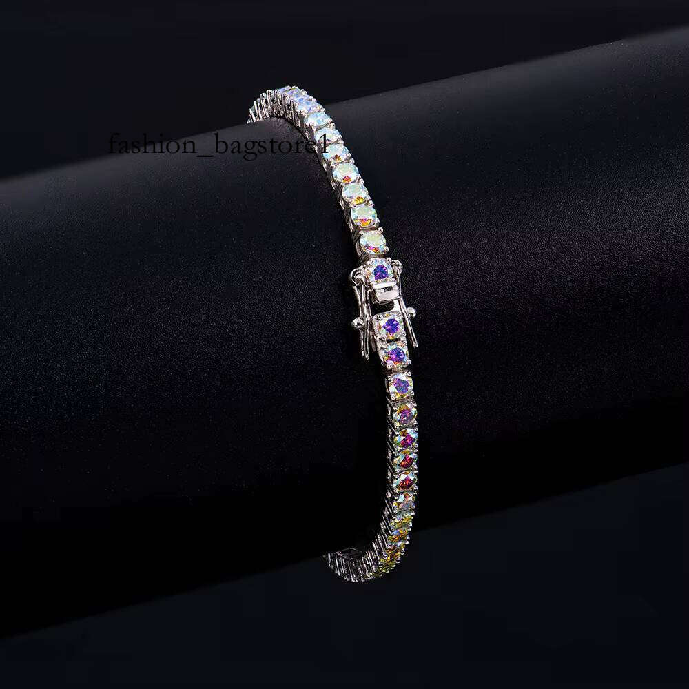 Custom Women Sier Moissanite Dia Hiphop Jewelry 3mm AB Color Iced Out Mossanite Stones Tennis Hand Chain Bracelet Men