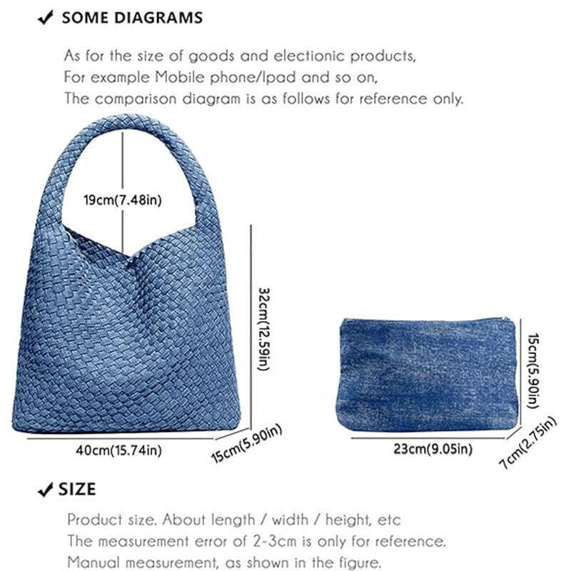 Snowflake Woven Large Designer Bags Capacity Shoulder Tie-Dye Denim Tote 2024 New Women's Bag