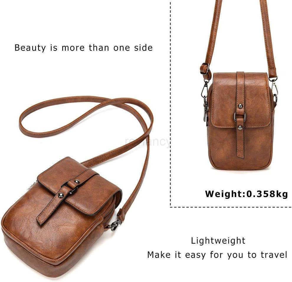 Vintage Crossbody Phone Bag for Women Small PU Leather Shoulder Purse and Handbag with TasselRivet DecorationW250911