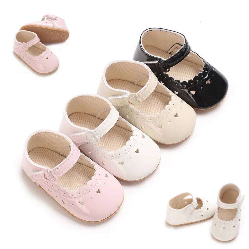Solid Color Baby Girl Mary Jane With Soft Rubber Sole Anti Slip Spring And Autumn Princess Shoes Suitable For 0-18M Babies