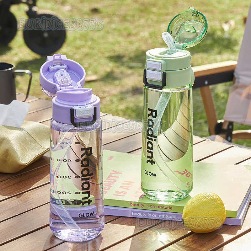Double Drinking Cup Portable Outdoor Summer Plastic Water Bottle High Appearance Sports Water Bottle Popup Lid Unisex Straw Cup H250911