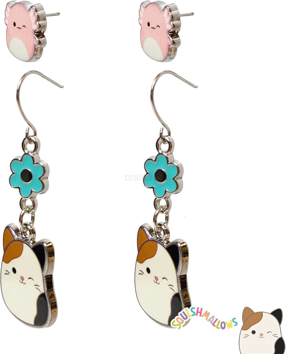 Hypoallergenic Earrings for Girls Stud and Fishhook Drop Sets with Charms One Size Fits All Ages 8W250911