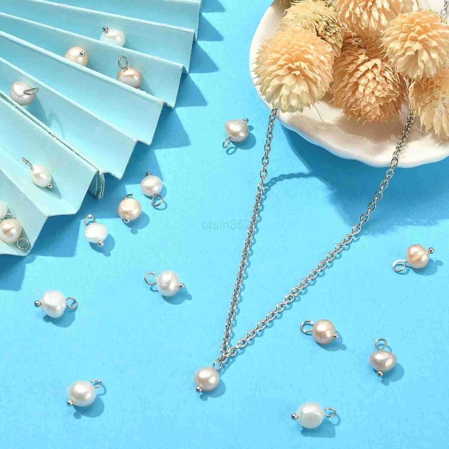 100 Pcs Natural Pink Cultured Freshwater Pearl Charms Bulk for Jewelry Making Earrings Necklace DIY CraftW250911