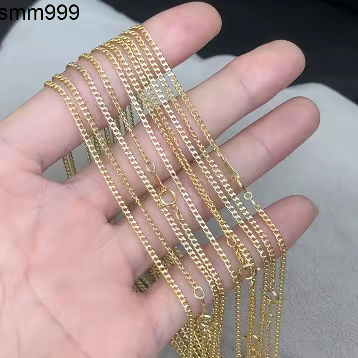 Wholesale Fine Real 14k Gold Filled 2mm Stamped Cuban Link Chain Necklace for Women Permanent Jewelry Gifts