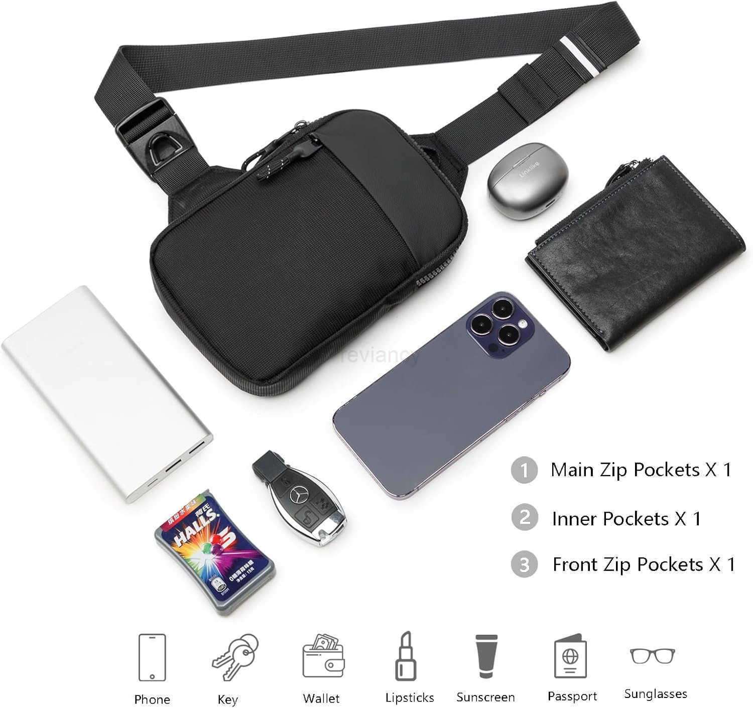 Mini Sling Bag for Men Women Waterproof Utility Crossbody Backpack Chest Bag for Hiking Travel Sports RunningW250910