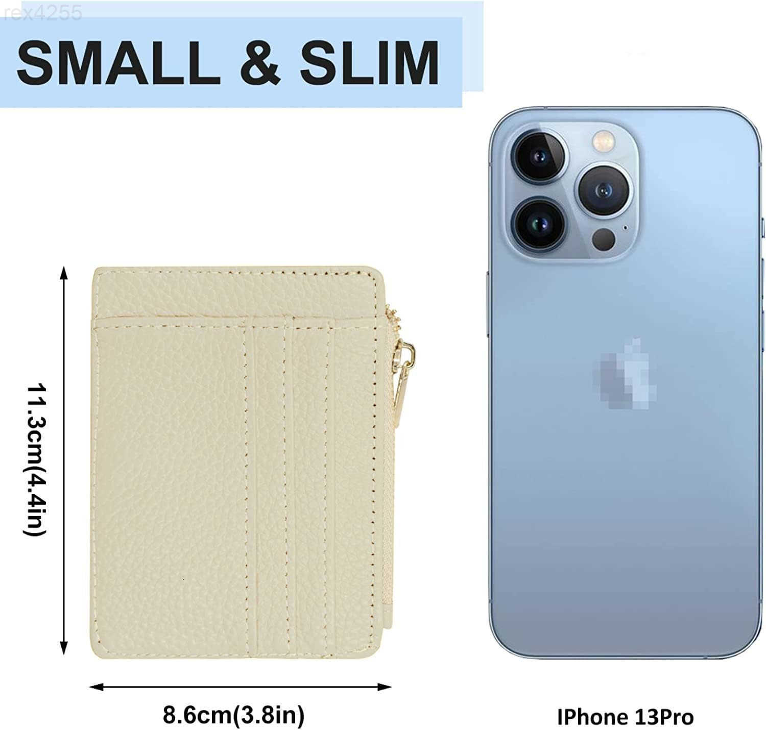 Slim RFID Credit Card Holder for Women Mini Front Pocket Wallet Purse With KeychainW250911