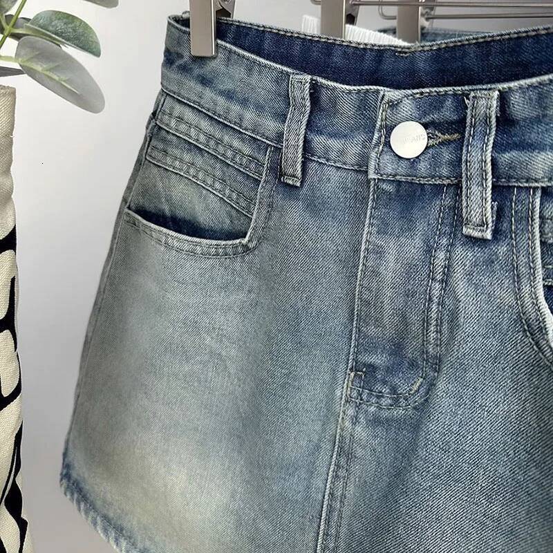 Summer New Womens Vintage Denim Skirts Korean Fashion High-Waisted Slim Mini Woman Elegant All-Match A- Line Bodycon Skirt dongdumaoyi
