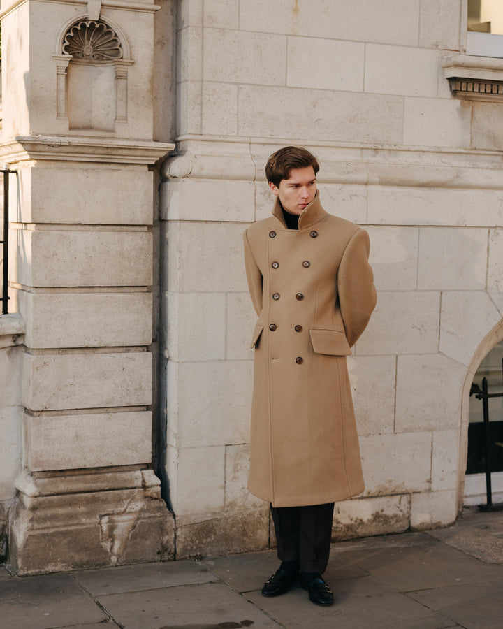 Classic Men's Trench Coat Double Breasted Long Sleeve Overcoat Warm Thick Outerwear For Autumn Winter Customized