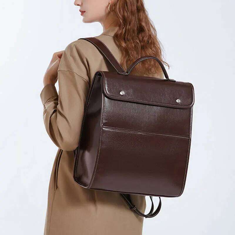 Women's Backpack Vintage Genuine Leather Girls School Bag Large Capacity Student Laptop Bags Cowhide Handbags Women Backpacks 250911