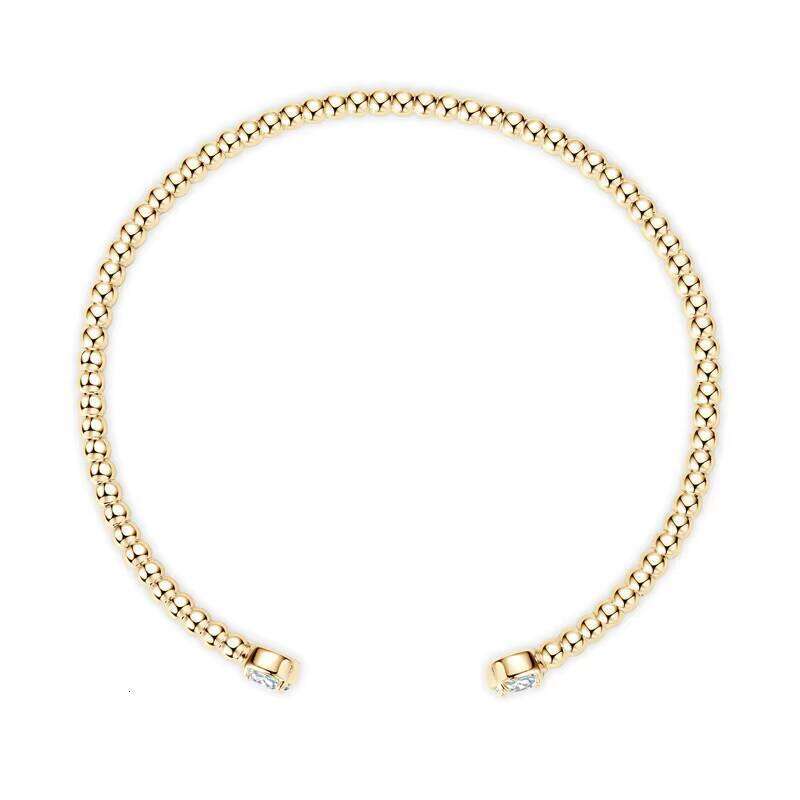 Sterling Sier Hand Chain Jewelry Gift Exquisite Adjustable Cuff Bangle Bead Moissanite Bracelet for Women Girls