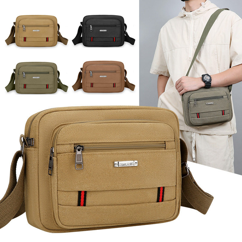 New Free Shipping Capacity Single Shoulder Bag Business Designer Bag Multi Layer Simple Textured Canvas Bag Lightweight Commuter Luxury Bag Men S Cros