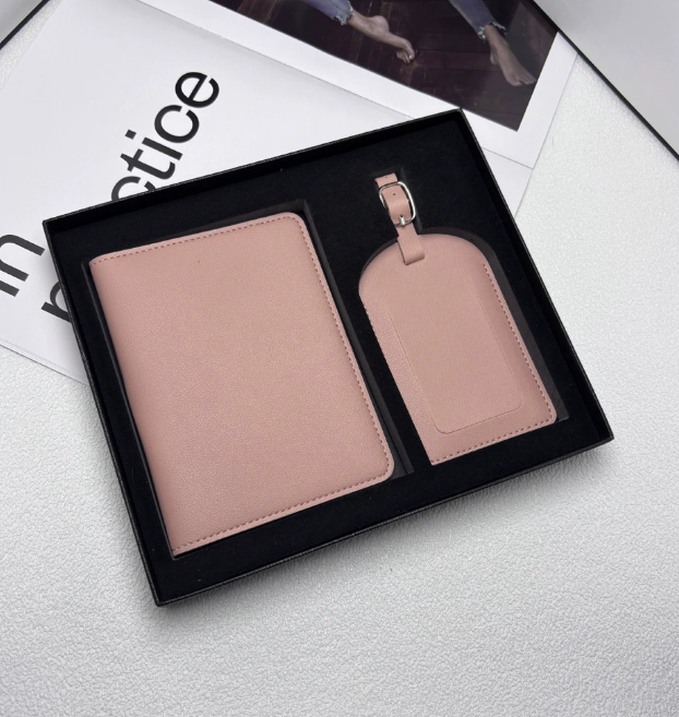 Free Monogrammed Initial Letters Gift Box Set Saffiano Leather Passport Holder Luggage Tag Passport Cover Travel Accessories 250121