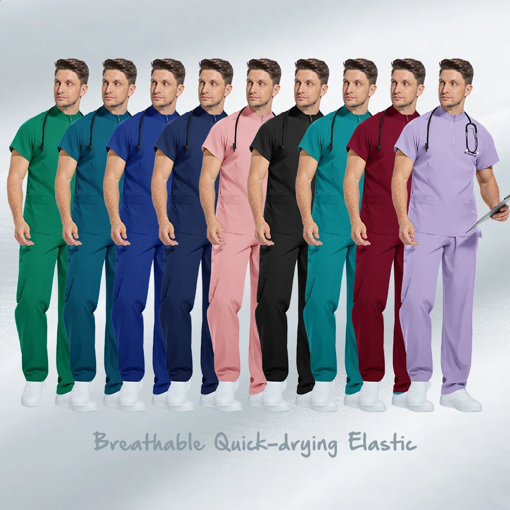 Nursing Scrubs Set AntiWrinkle Gown Wholesale Hospital Scrub Top Doctor Nurse Special Scrub Uniform Men Women 250910