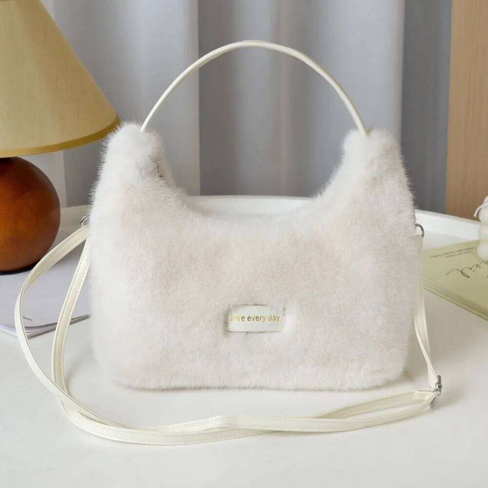 Winter New Faux Fur Ladies Shoulder Soft Fluffy Female Crossbody Solid Color Large Capacity Plush Tote Bag