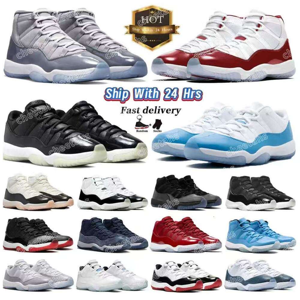 Designer Unisex Basketball 11 11s Shoes Mens Athletic Running Shoes White Gray White Red Black White 11 High and Low Women's 11s Sneakers Retro basketball shoes