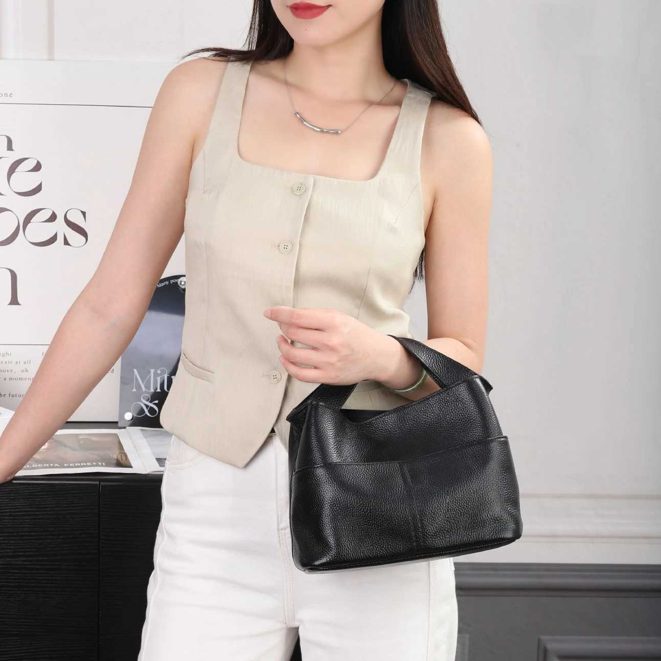 Womens TopGrain Leather Work Tote Bag Convertible Crossbody Laptop Purse for Commuting W250911