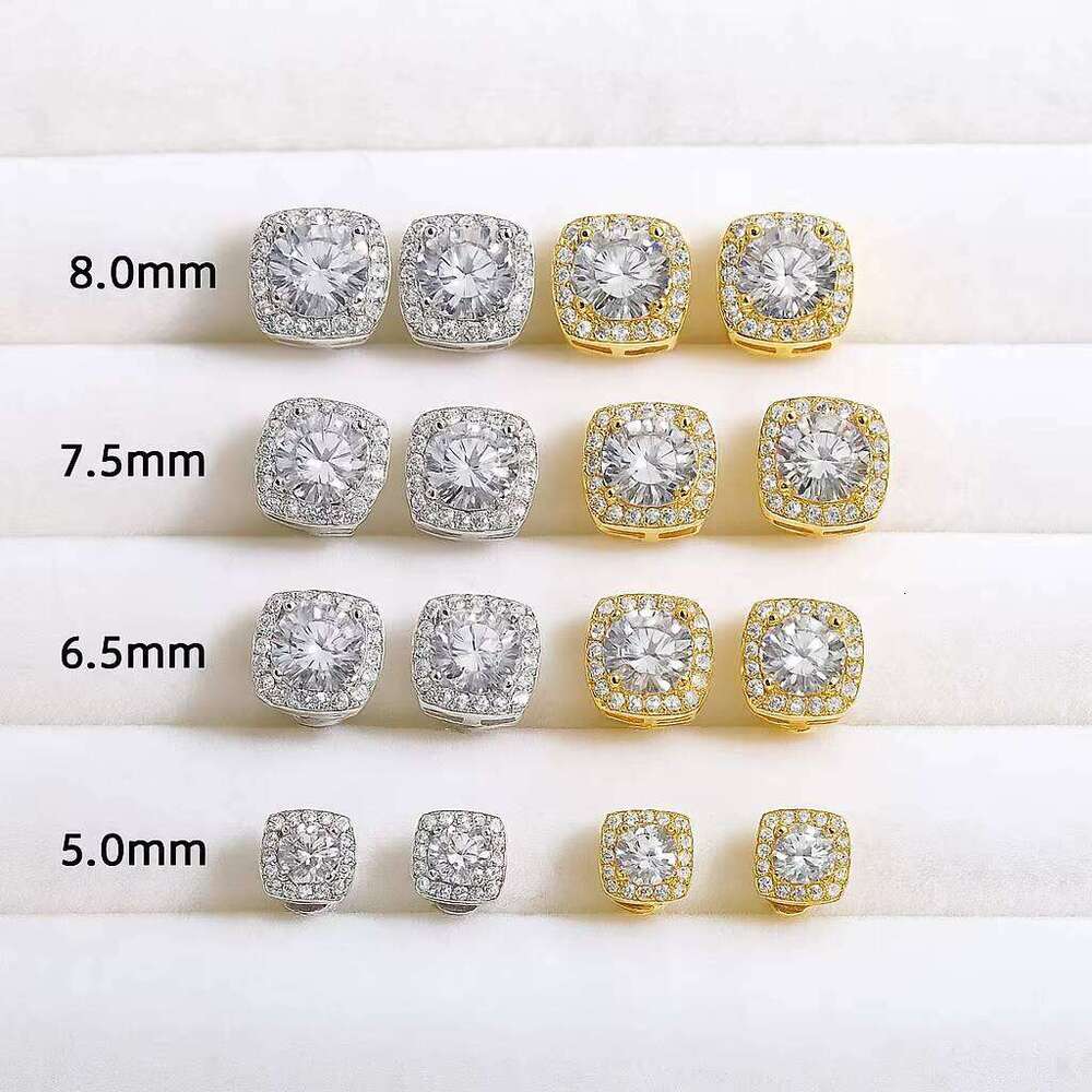 Classic Mossanite Dia Ear Stud 3-8mm 1ct 2ct 14K Gold Plated Sterling Sier VVS GRA Moissanite Earring for Women Men