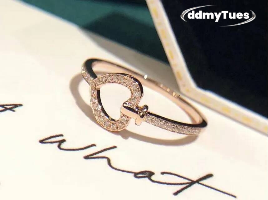 Ins Top Sell Wedding Rings Simple Fashion Jewelry Sterling Sier Rose Gold Fill Pave White Sapphire CZ Dia Promise Party Women Heart Band Ring Gift TUE