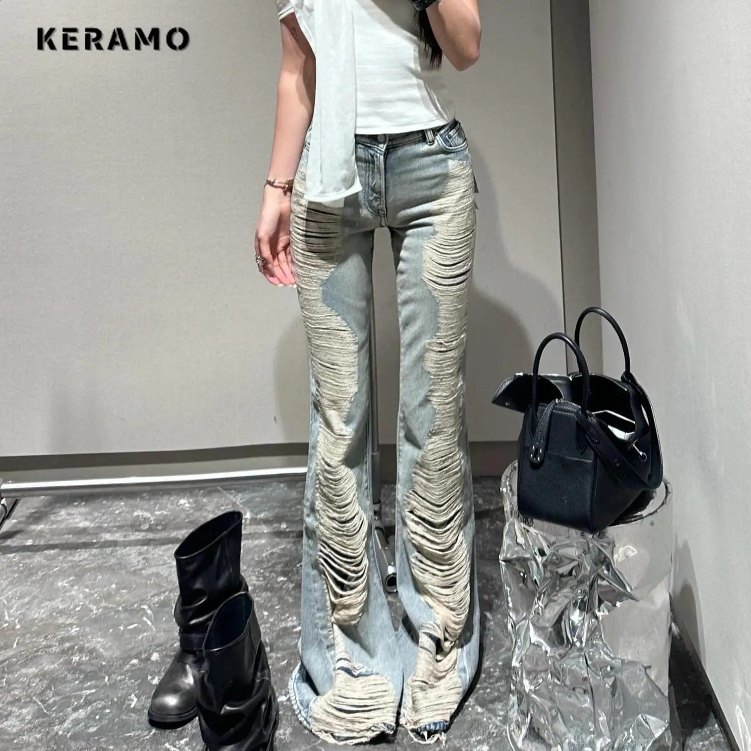 Summer Vintage Ripped Distressed Jeans Y2K Damage Emo Slim Fit Trashy Pants Womens Sexy Harajuku Kpop Denim Trouser 250911