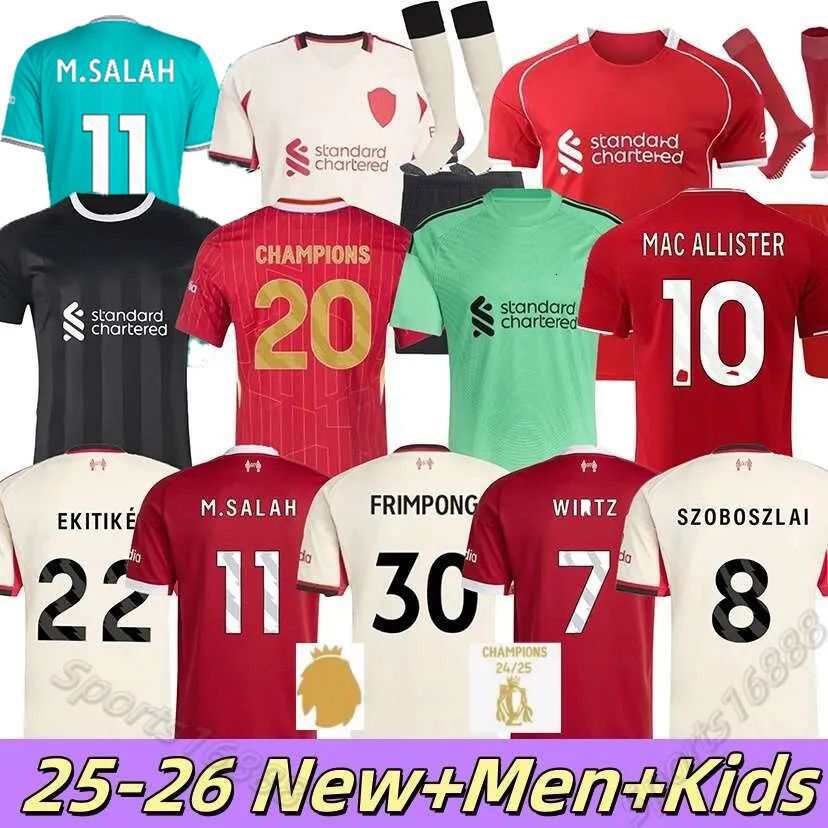 25 26 The RedsMohamed Salah SZOBOSZLAI GAKPO ALLISTER KERKEZ WIRTZ EKITIKE FRIMPONG 2025 2026 LFCsoccer jerseys BRADLEY ENDOT DARWIN football shirts kids kit