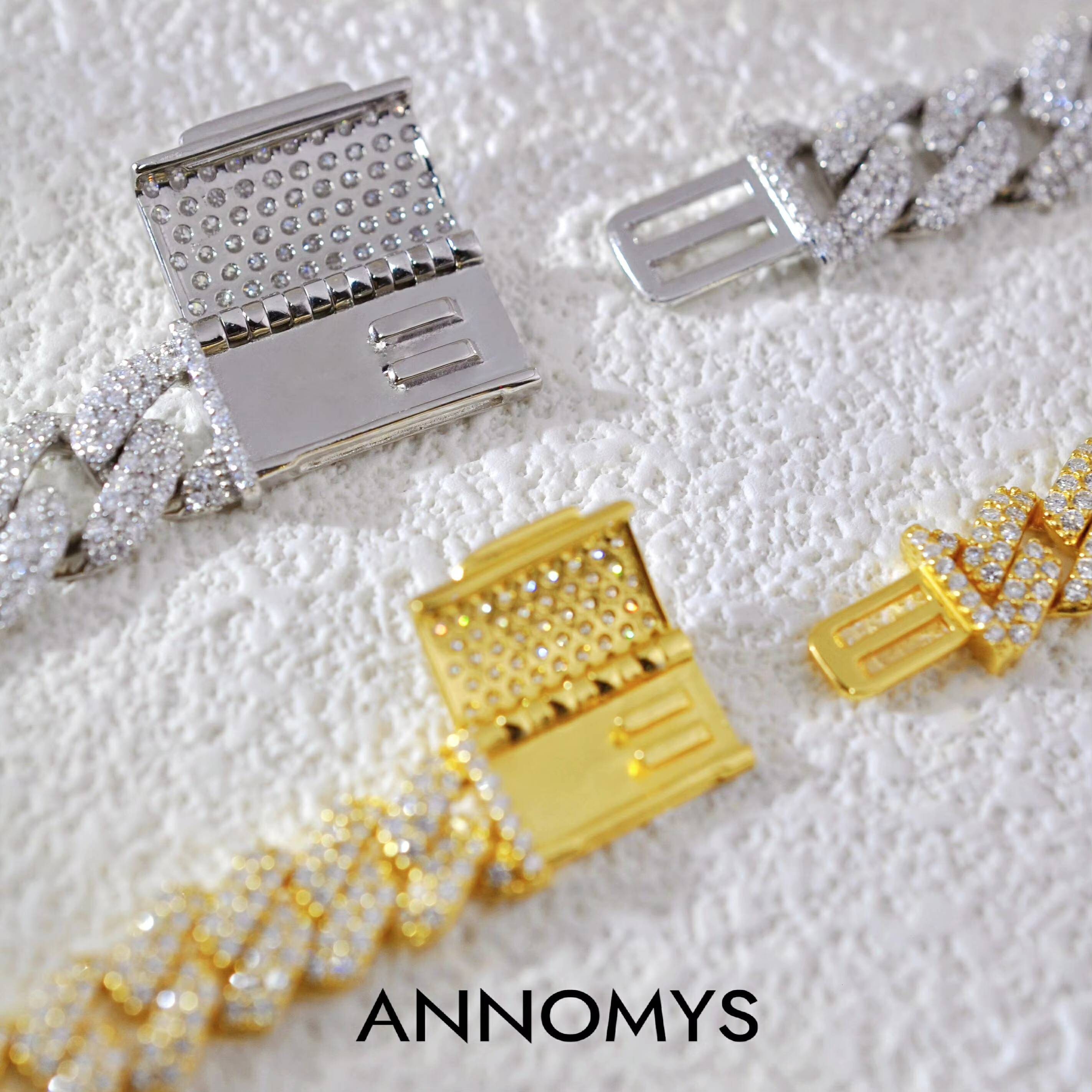 Mens New Fashion S925 Silver Cuban Chain Necklace14K 18K Gold Plated Fine Moissanite Jewellery in Iced Out Hip Hop Style