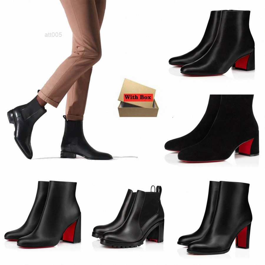 s shoe popular trendy women short booties dress ankle boot heels luxury soles heel pumps turela 35 45 christian loubitons loubotins red bottomshoes 3LFS HWMW