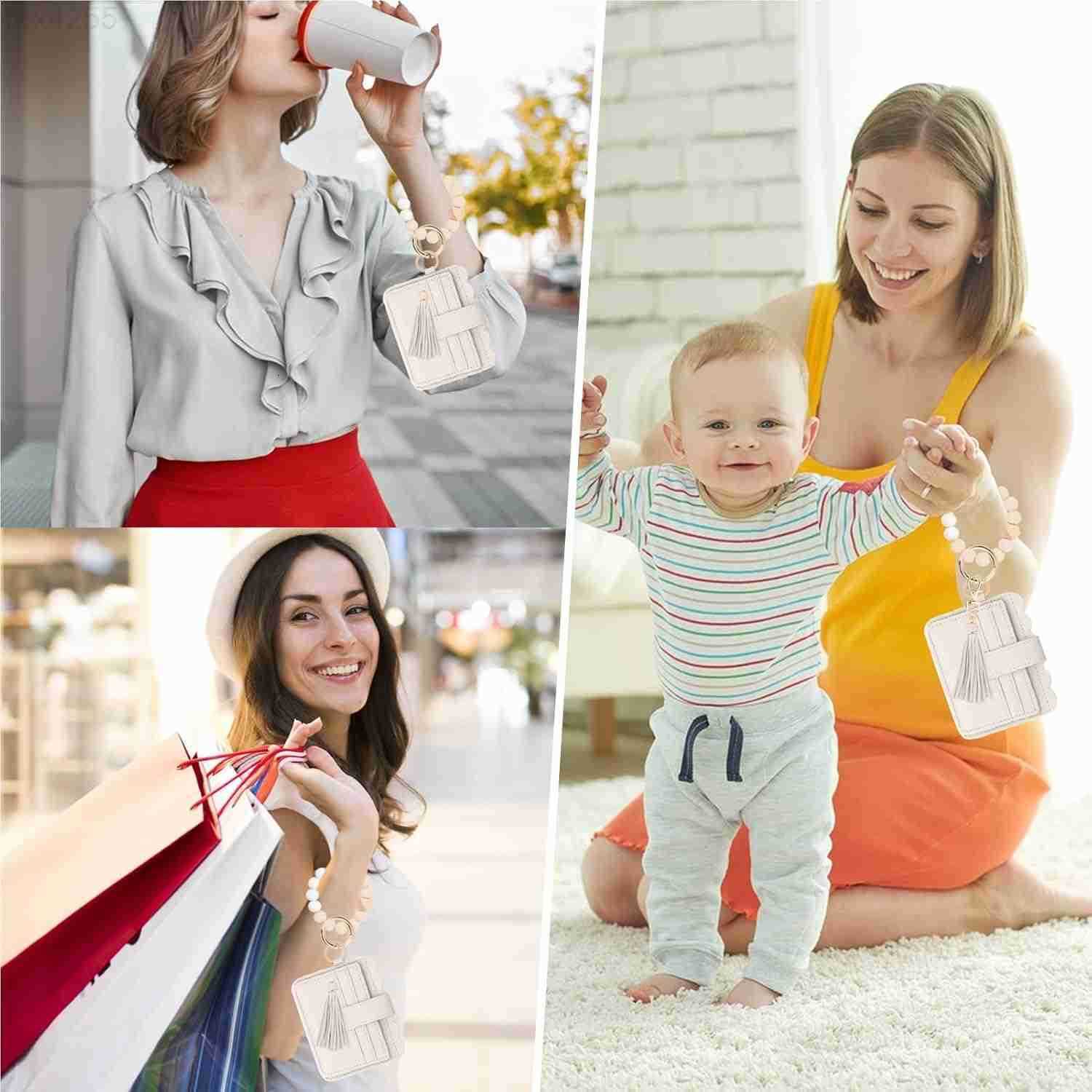 Wallet Keychain Wristlet for Women RFID Card Holder Keychain Key Chain Wallet Key Ring with Wrist Wallet for WomenW250910