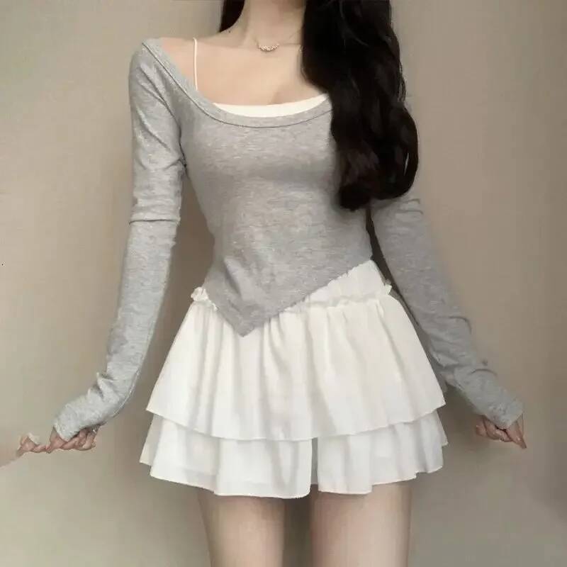 Summer Kawaii White Ball Gown Women Fashion Slim Fit Mini Skirts Giris Y2k All Match Elastic High Waist Black Faldas Goth dongdumaoyi