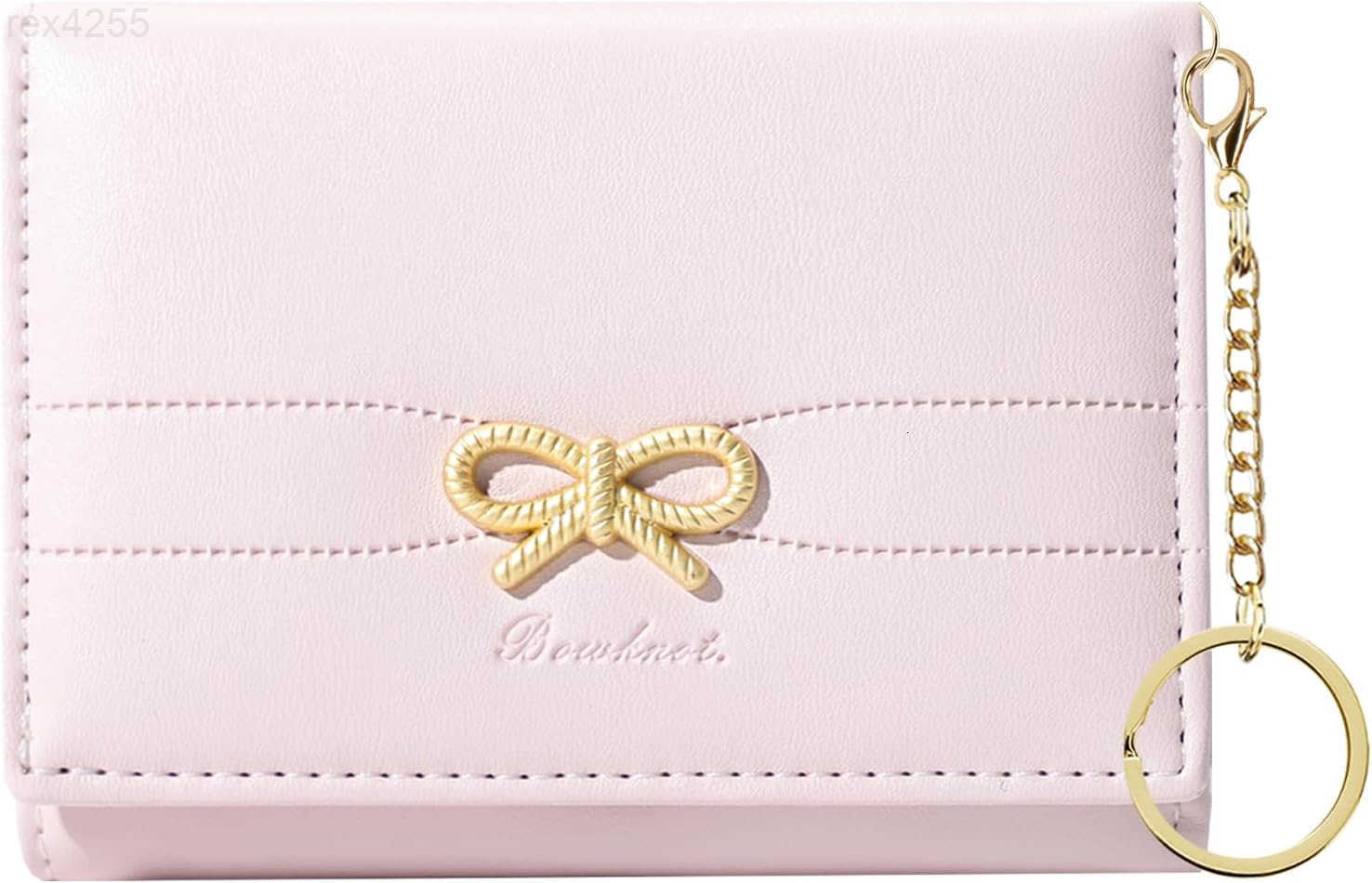 Fashion Cute Coquette Bow Wallet with Keychain Aesthetic Card Holder ID Window for Women Girls PINKW250911