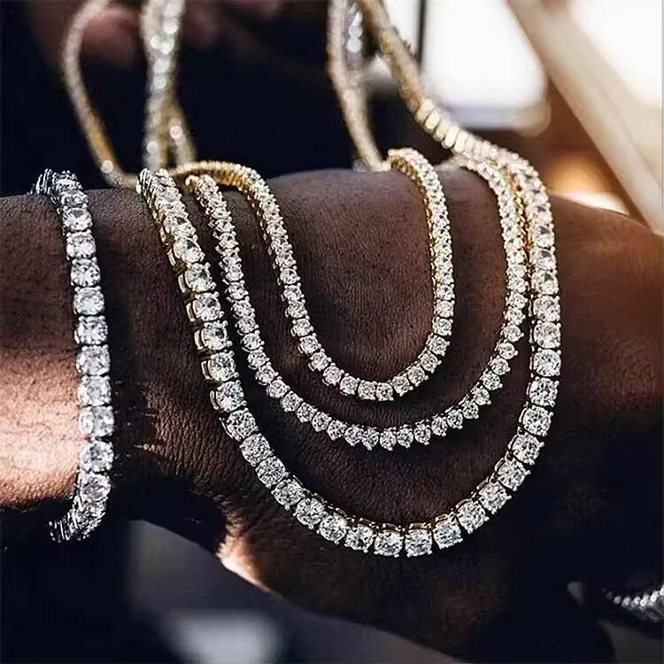 Wholesale Fine Jewelry Iced Out Moissanite Diamond Tennis Necklace and Bracelet for Women