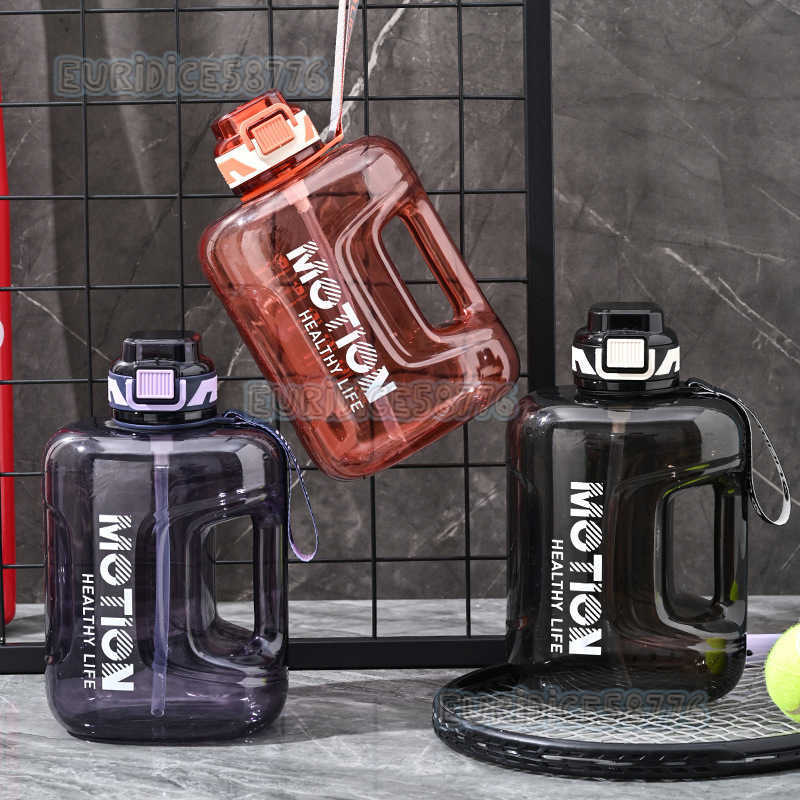 New Trendy Large Capacity Straw Cup Fitness Portable Sports Water Bottle with Scale H250911